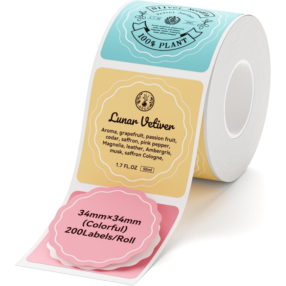 image:imageNIIMBOT Labels for B1B21B31 Label Maker 50 x 30 mm 197 x 118 230 TapesRoll Thermal Label Tape Waterproof OilProof for Home Office Small Business Labeling Tape ReplacementWhite34mm34mmcolorful