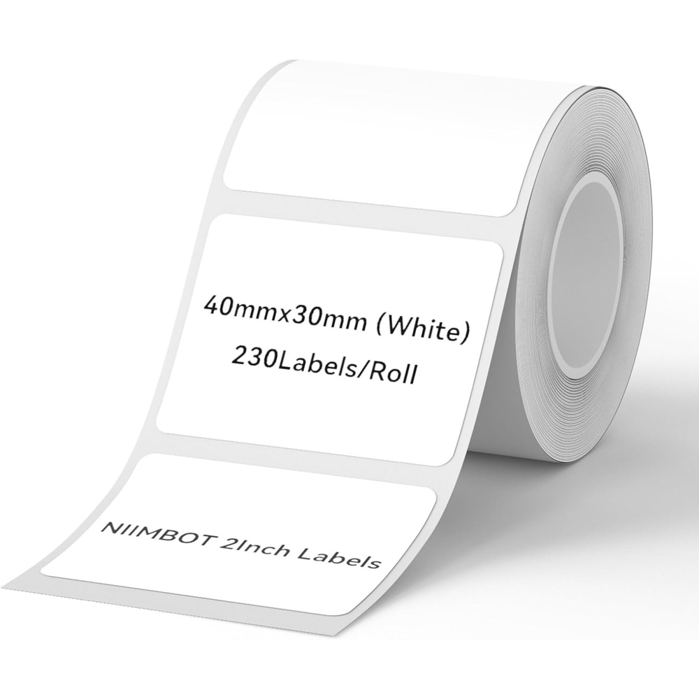 image:imageNIIMBOT Labels for B1B21B31 Label Maker 50 x 30 mm 197 x 118 230 TapesRoll Thermal Label Tape Waterproof OilProof for Home Office Small Business Labeling Tape ReplacementWhite40mm30mmwhite