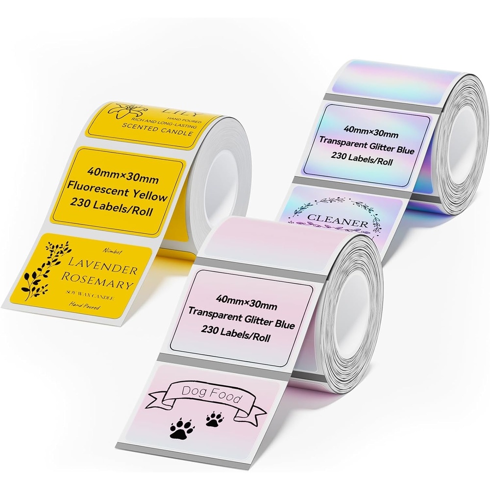 image:imageNIIMBOT Labels for B1B21B31 Label Maker 50 x 30 mm 197 x 118 230 TapesRoll Thermal Label Tape Waterproof OilProof for Home Office Small Business Labeling Tape ReplacementWhite40mm30mmcolorful