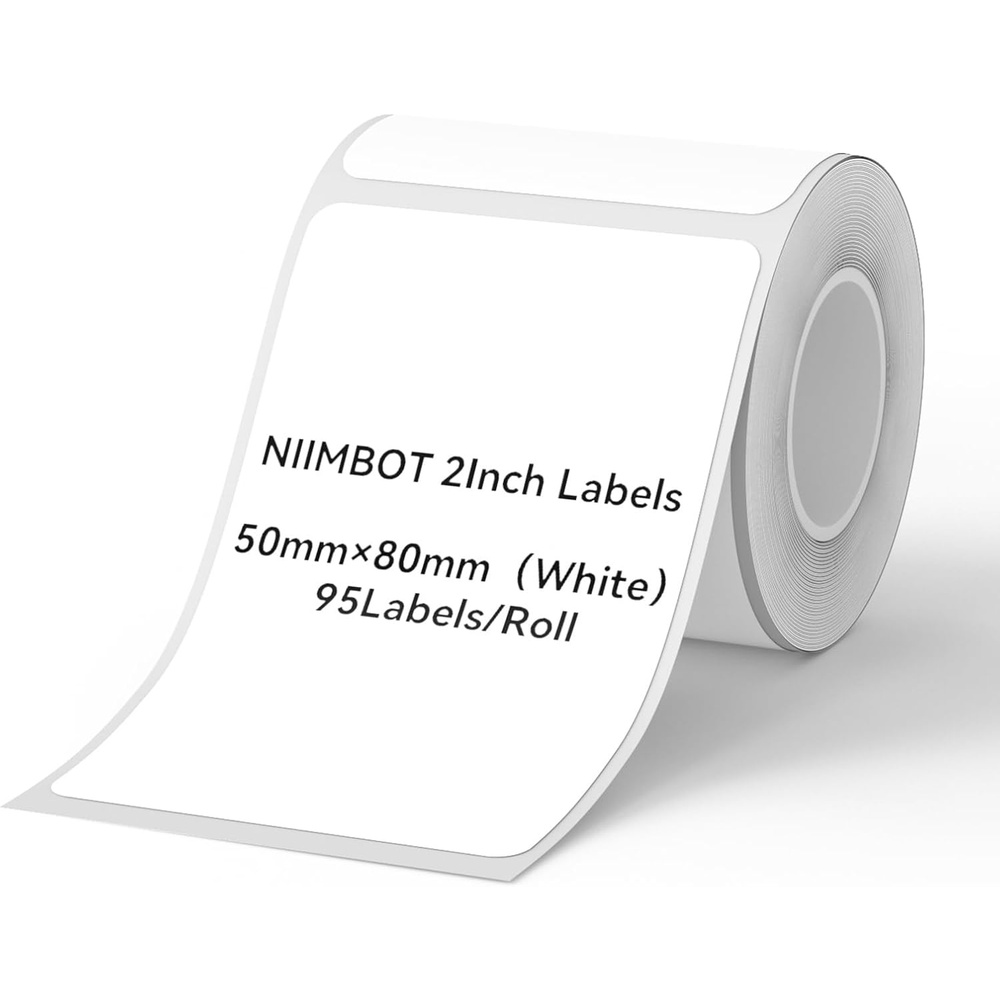 image:imageNIIMBOT Labels for B1B21B31 Label Maker 50 x 30 mm 197 x 118 230 TapesRoll Thermal Label Tape Waterproof OilProof for Home Office Small Business Labeling Tape ReplacementWhite50mm80mmwhite
