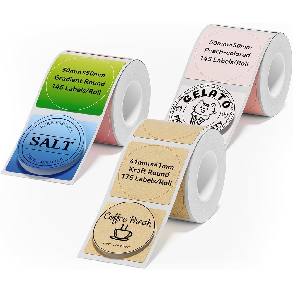 image:imageNIIMBOT Labels for B1B21B31 Label Maker 50 x 30 mm 197 x 118 230 TapesRoll Thermal Label Tape Waterproof OilProof for Home Office Small Business Labeling Tape ReplacementWhite50x50mm41x41mmmix D