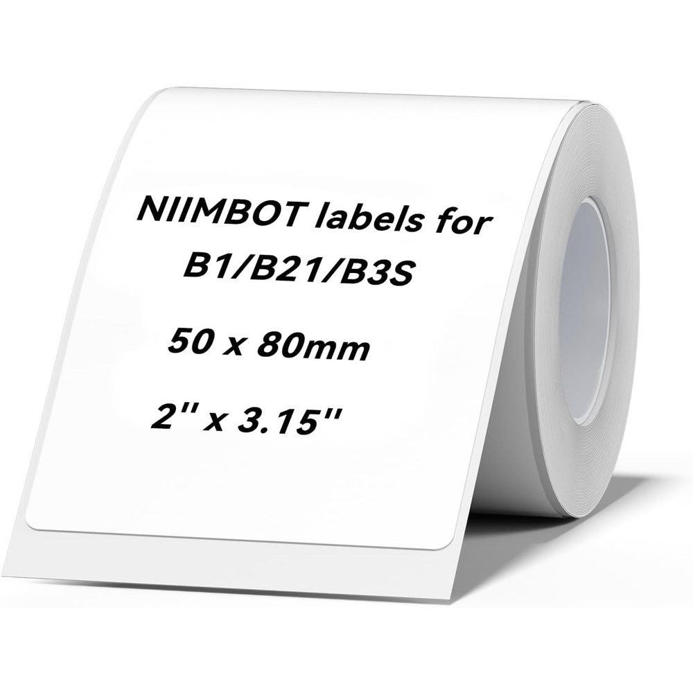 image:imageNIIMBOT Labels for B1B2B21B3SK3 Label Printer Thermal Stickers 2 x 31550x80mm Waterproof OilProof Label Tape 1 Roll of 95 White Sticker Labels2 X 3250x80mm