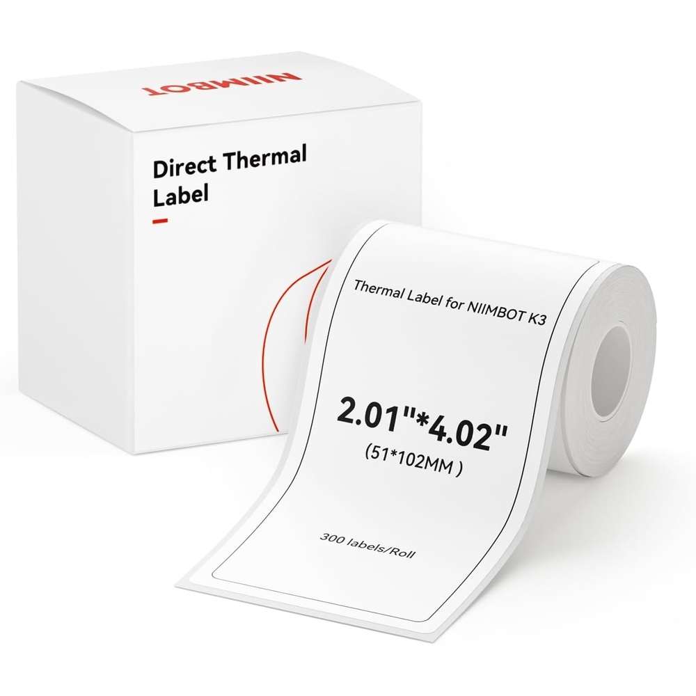 image:imageNIIMBOT LabelsSelfAdhesive Large Roll Label 20140251102MM 300 LabelsRoll Compatible with NIIMBOT K3 Desktop Printer Thermal Tape for Mailing Address Barcode Office Business51102MM