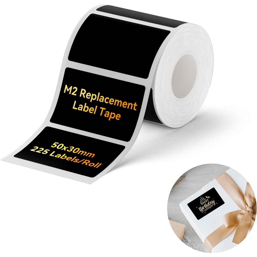 image:imageNIIMBOT M2M3 Thermal Transfer Labels 157 x 078 40x20mm Only forM3M2 Label Maker PET Material Waterproof and HighTemperature Resistance Long Storage TimeSilver5030MM black