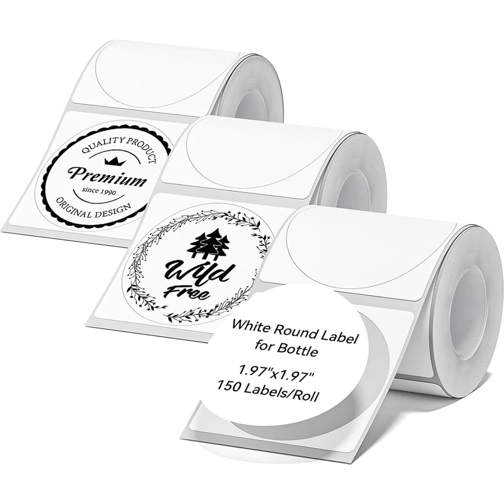 image:imageNIIMBOT Thermal Label Tape 5050mm Compatible for NIIMBOT B1 B21 B31 B3S K3 Thermal Sticker Paper 19 x 197 Waterproof Labeling Tape Replacement 150 LabelsRoll 3 Packs Round3 ROLLS 5050MM