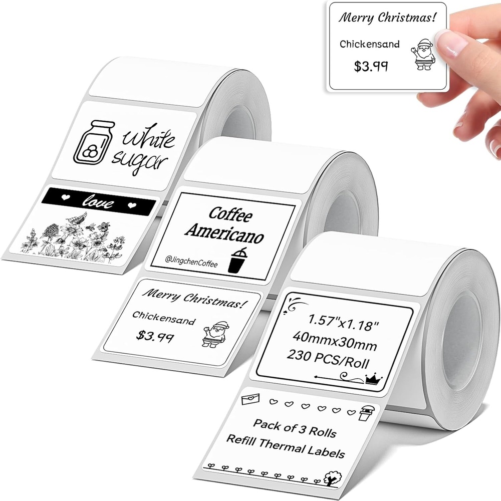 image:imageNIIMBOT Thermal Label Tape 5050mm Compatible for NIIMBOT B1 B21 B31 B3S K3 Thermal Sticker Paper 19 x 197 Waterproof Labeling Tape Replacement 150 LabelsRoll 3 Packs Round3 ROLLS 4030MM