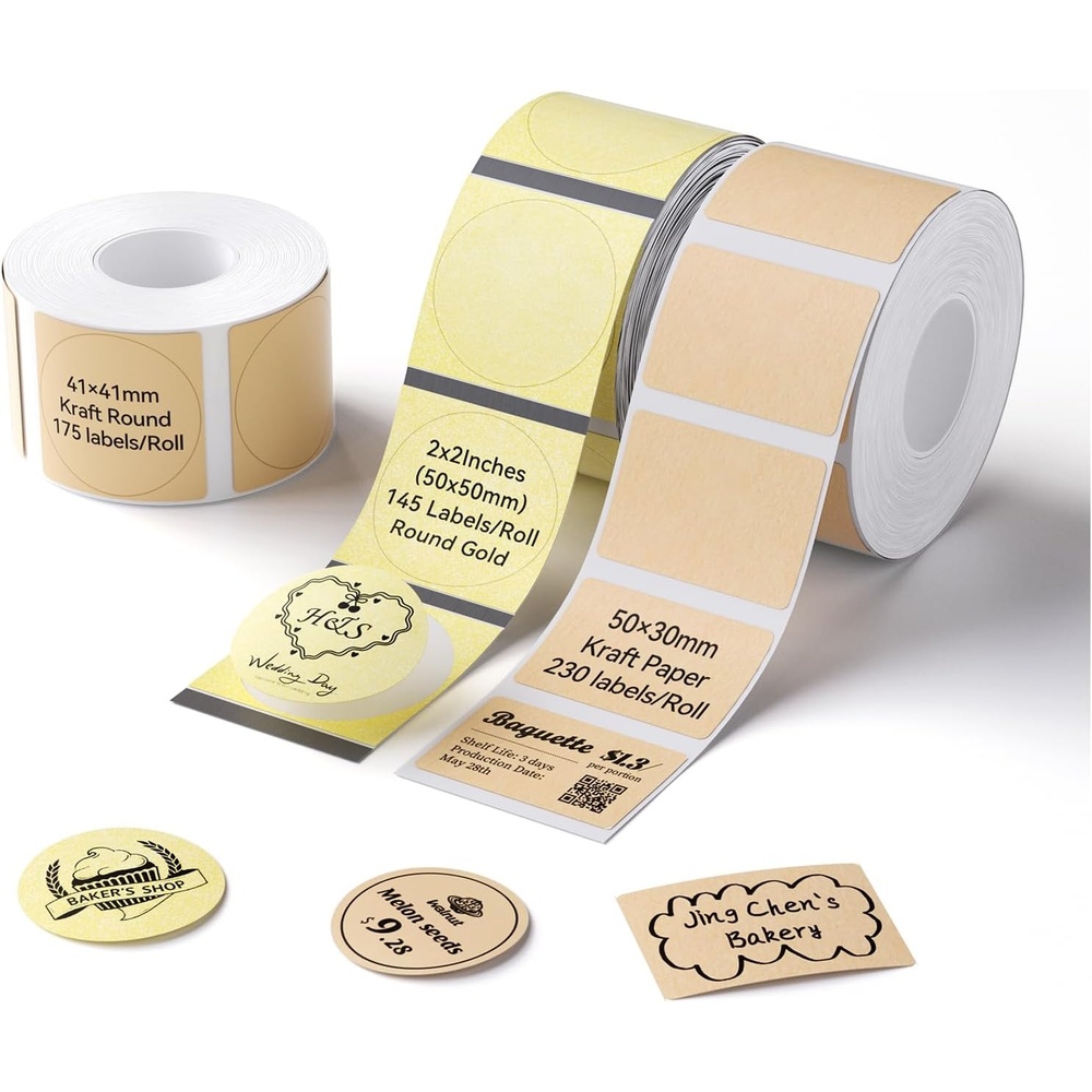 image:imageNIIMBOT Thermal Label Tape 5050mm Compatible for NIIMBOT B1 B21 B31 B3S K3 Thermal Sticker Paper 19 x 197 Waterproof Labeling Tape Replacement 150 LabelsRoll 3 Packs Round3 Roll Mix color 2