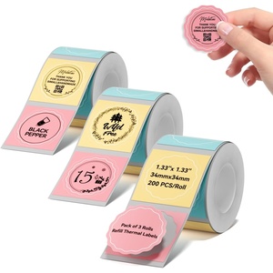 image:image3 Rolls Clear Labels for NIIMBOT B1 B21 B3S K3 Label Maker 157 x 118 40x30mm Printer Labels Food Labels for Jars Personalized Editable Labels for HomeSchoolOffice34x34roundcolorful3rolls
