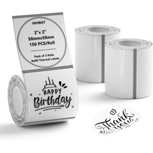 image:imageNIIMBOT 3 Rolls Set Label Tape for B1B21B3S Label Printer 197 X 197 50x50mm Round Waterproof Thermal Label Tape for LogoGiftBarcodeKitchen Jar White197 X 197RoundClear