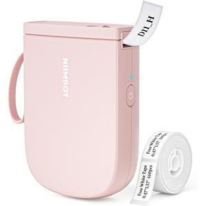 image:imageNIIMBOT 300 DPI D11 Label Maker Machine with 3 Tapes Portable Thermal Label Printer with Multiple Templates Bluetooth Label Printer for Office Home Kitchen School Organization WhitePink