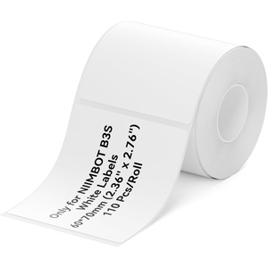 image:imageNIIMBOT B3S Label Tape SelfAdhesive Labeling Tape 60x70mm Thermal Label Paper NIIMBOT B3S Labels for BarcodeAddressMailingLogoBusinessHome Tag 110 LabelsRoll WhiteWhite