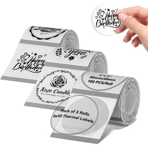 image:imageNIIMBOT Thermal Label Tape 5050mm Compatible for NIIMBOT B1 B21 B31 B3S K3 Thermal Sticker Paper 19 x 197 Waterproof Labeling Tape Replacement 150 LabelsRoll 3 Packs Round3 ROLLS 5050MM Round Clear