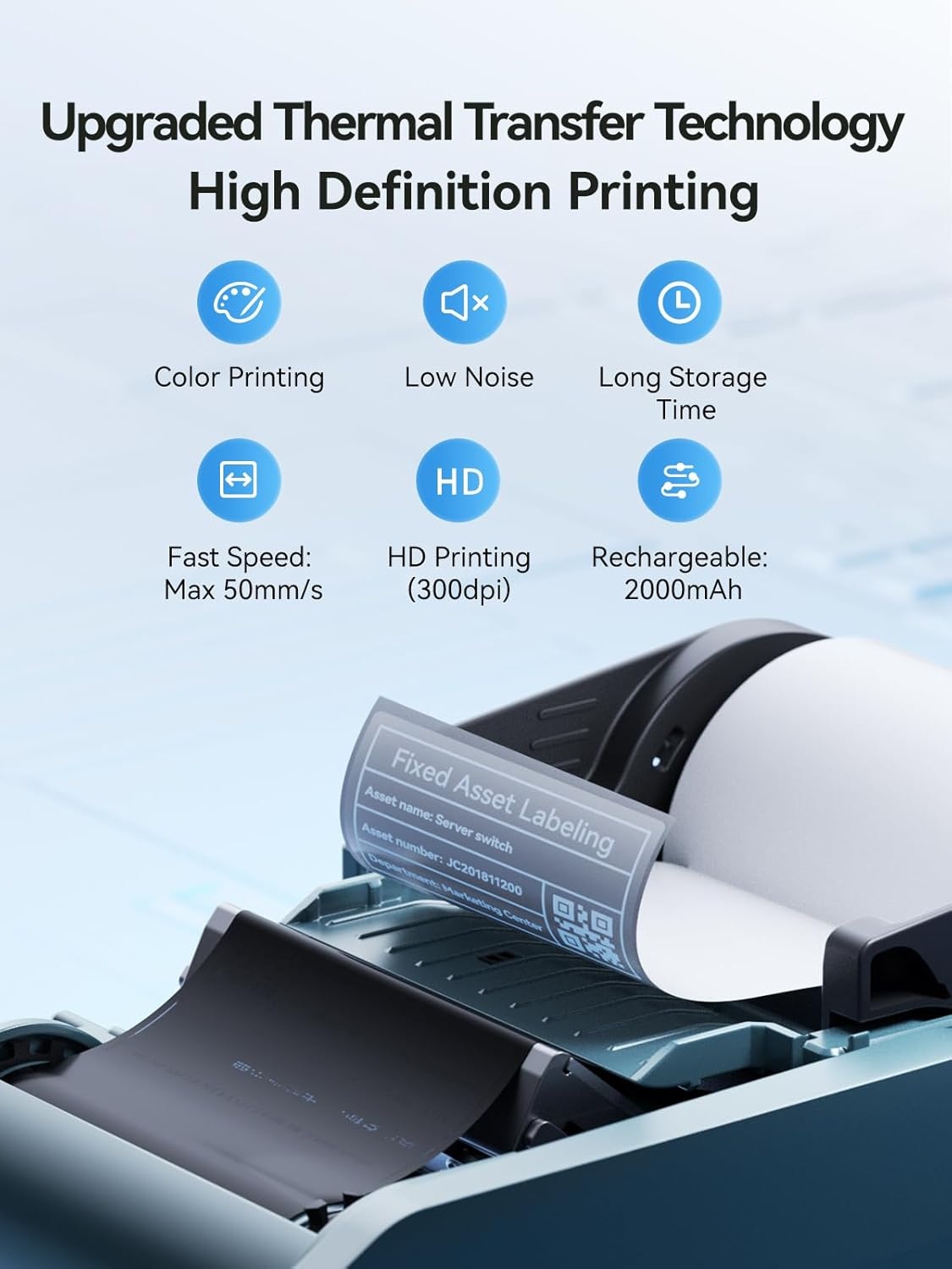 image:imageNIIMBOT M2 Label Maker with Tape 2Inch Thermal Transfer Support Color Ribbon Printing Bluetooth Sticker Printer for Office Small Business School Home Cable Storage Compatible with Phones amp PC BlueBlue