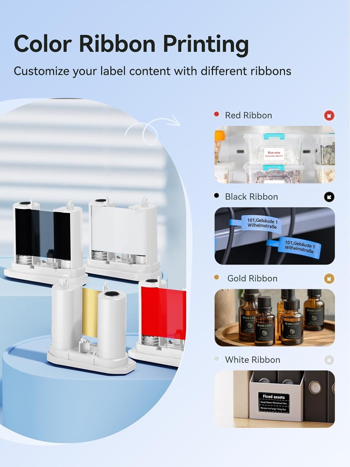 image:imageNIIMBOT M2 Label Maker with Tape 2Inch Thermal Transfer Support Color Ribbon Printing Bluetooth Sticker Printer for Office Small Business School Home Cable Storage Compatible with Phones amp PC BlueWhite