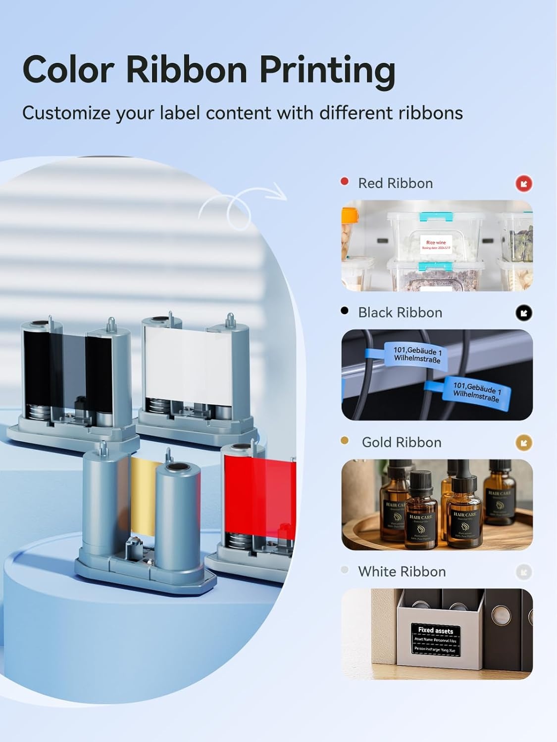 image:imageNIIMBOT M2 Label Maker with Tape 2Inch Thermal Transfer Support Color Ribbon Printing Bluetooth Sticker Printer for Office Small Business School Home Cable Storage Compatible with Phones amp PC BlueBlue