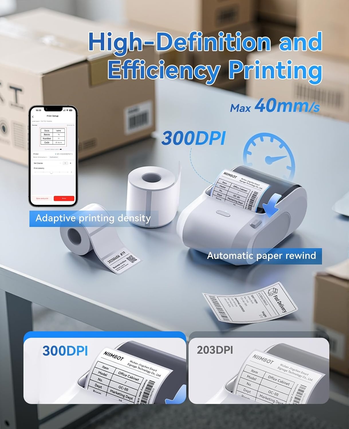 image:imageNIIMBOT M3 Label Maker Machine with Tape 3 Bluetooth Thermal Transfer Sticker Printer for Small Business Clothing Address Cable Storage Compatible with Phones amp PCNot for 4x6 Shipping Label3Inch