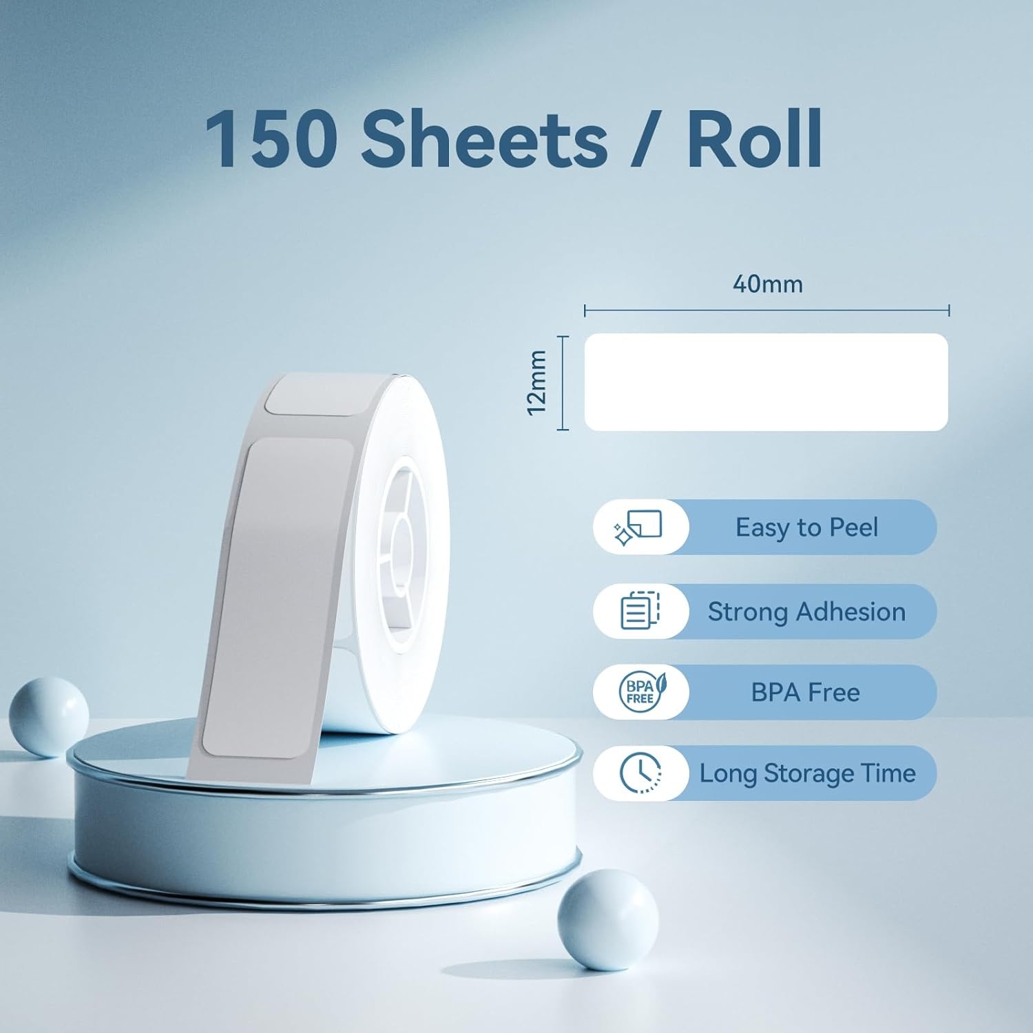 image:imageNIIMBOT Thermal Transfer Labels 055x118 for N1B18 Label Maker PET Material Waterproof and HighTemperature Resistance Long Storage Time White14x30mm190047157white