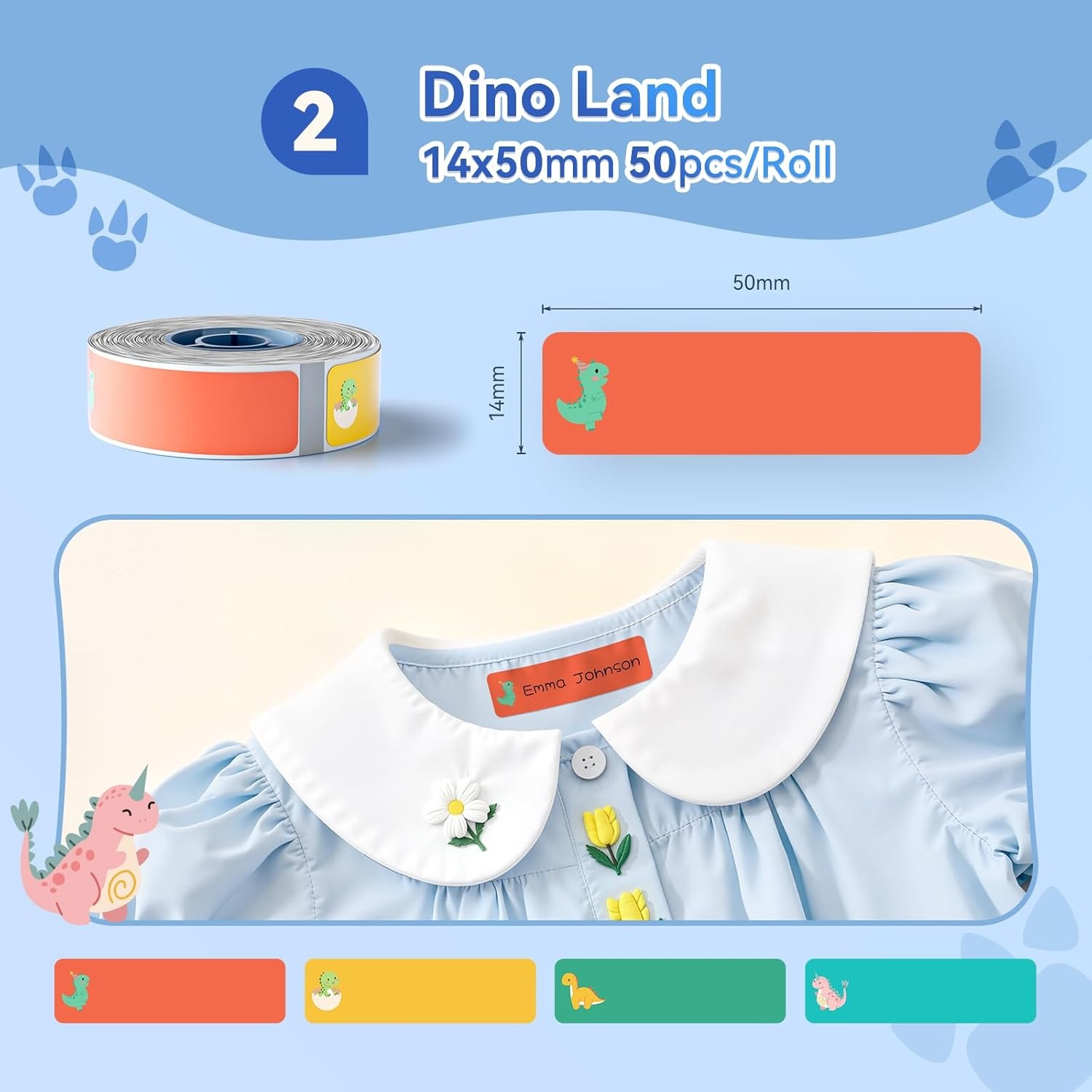 image:imageNIIMBOT Thermal Transfer Labels 055x118 for N1B18 Label Maker PET Material Waterproof and HighTemperature Resistance Long Storage Time White14x30mm190055197dinosaur Name Tag