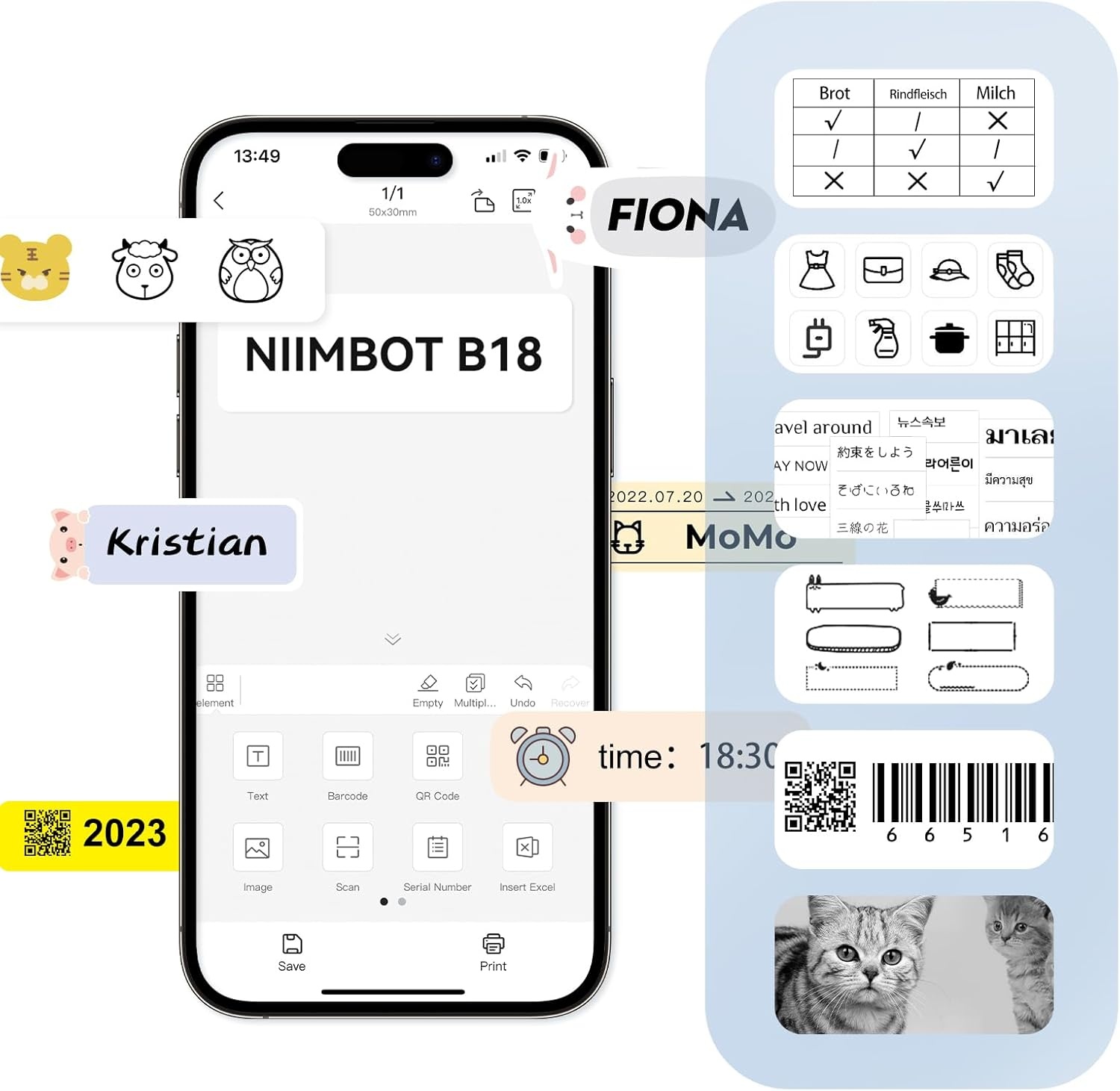 image:imageNIIMBOT Thermal Transfer Labels 055x118 for N1B18 Label Maker PET Material Waterproof and HighTemperature Resistance Long Storage Time White14x30mm190055157white