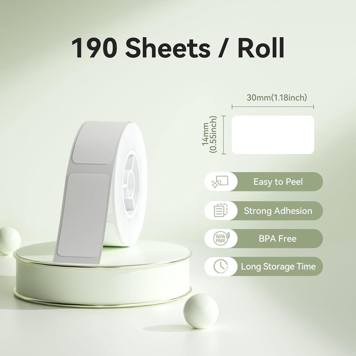image:imageNIIMBOT Thermal Transfer Labels 055x118 for N1B18 Label Maker PET Material Waterproof and HighTemperature Resistance Long Storage Time White14x30mm190055118white