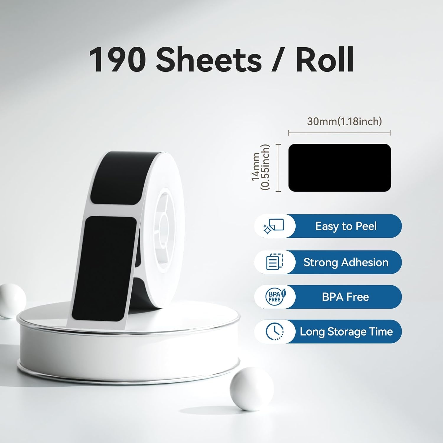 image:imageNIIMBOT Thermal Transfer Labels 055x118 for N1B18 Label Maker PET Material Waterproof and HighTemperature Resistance Long Storage Time White14x30mm190055118black