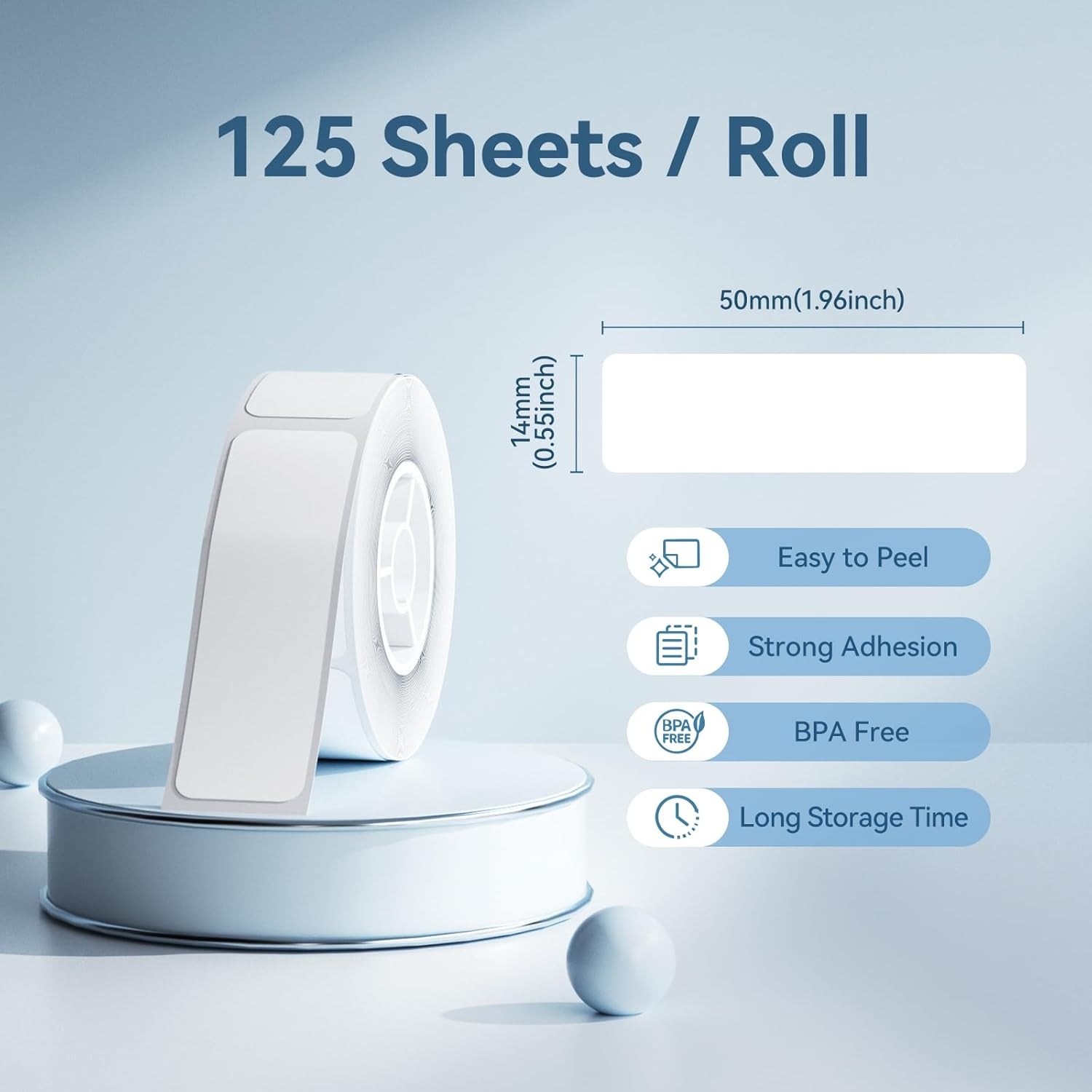 image:imageNIIMBOT Thermal Transfer Labels 055x118 for N1B18 Label Maker PET Material Waterproof and HighTemperature Resistance Long Storage Time White14x30mm190055197white