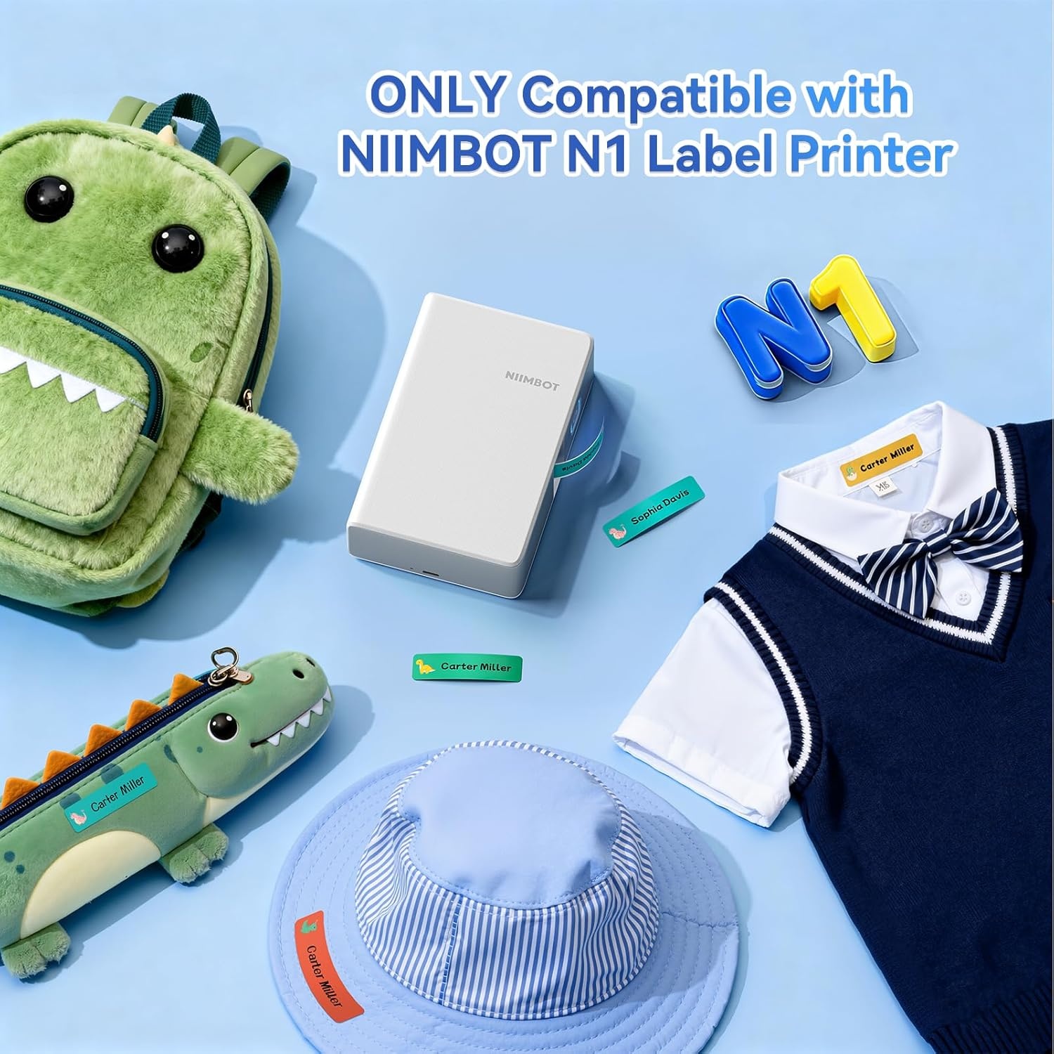 image:imageNIIMBOT Thermal Transfer Labels 055x118 for N1B18 Label Maker PET Material Waterproof and HighTemperature Resistance Long Storage Time White14x30mm190055197dinosaur Name Tag