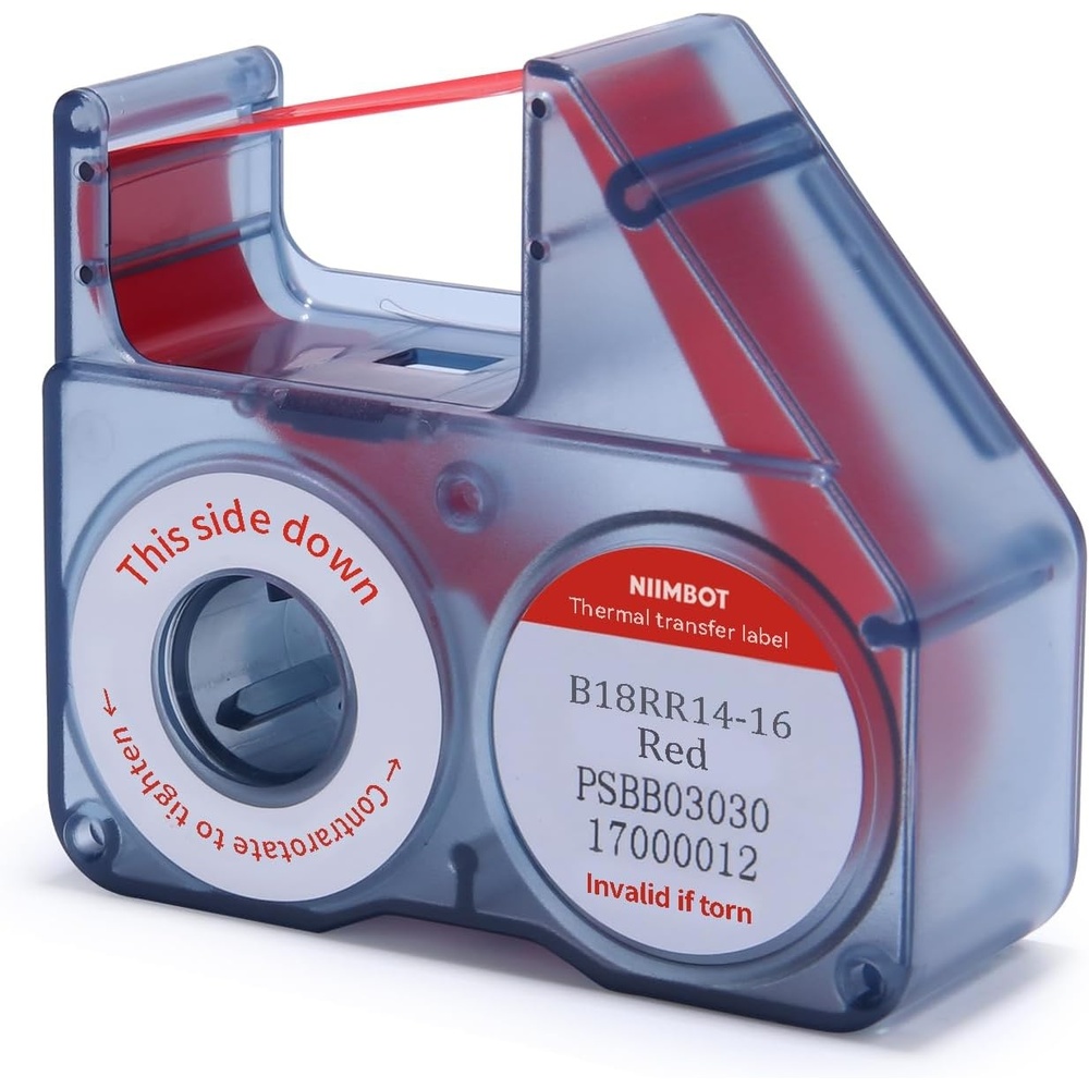 image:imageNIIMBOT Compatible Labeling Ribbon Replacement Refill Tapes for B18N1 Thermal Transfer Label Printer Clear Printing Long Storage Time Up to 16 Meters BlackRed