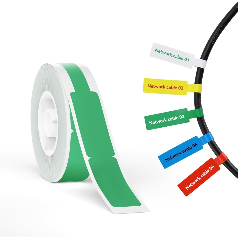 image:imageNIIMBOT Thermal Transfer Labels 055x118 for N1B18 Label Maker PET Material Waterproof and HighTemperature Resistance Long Storage Time White14x30mm190049429green Cable