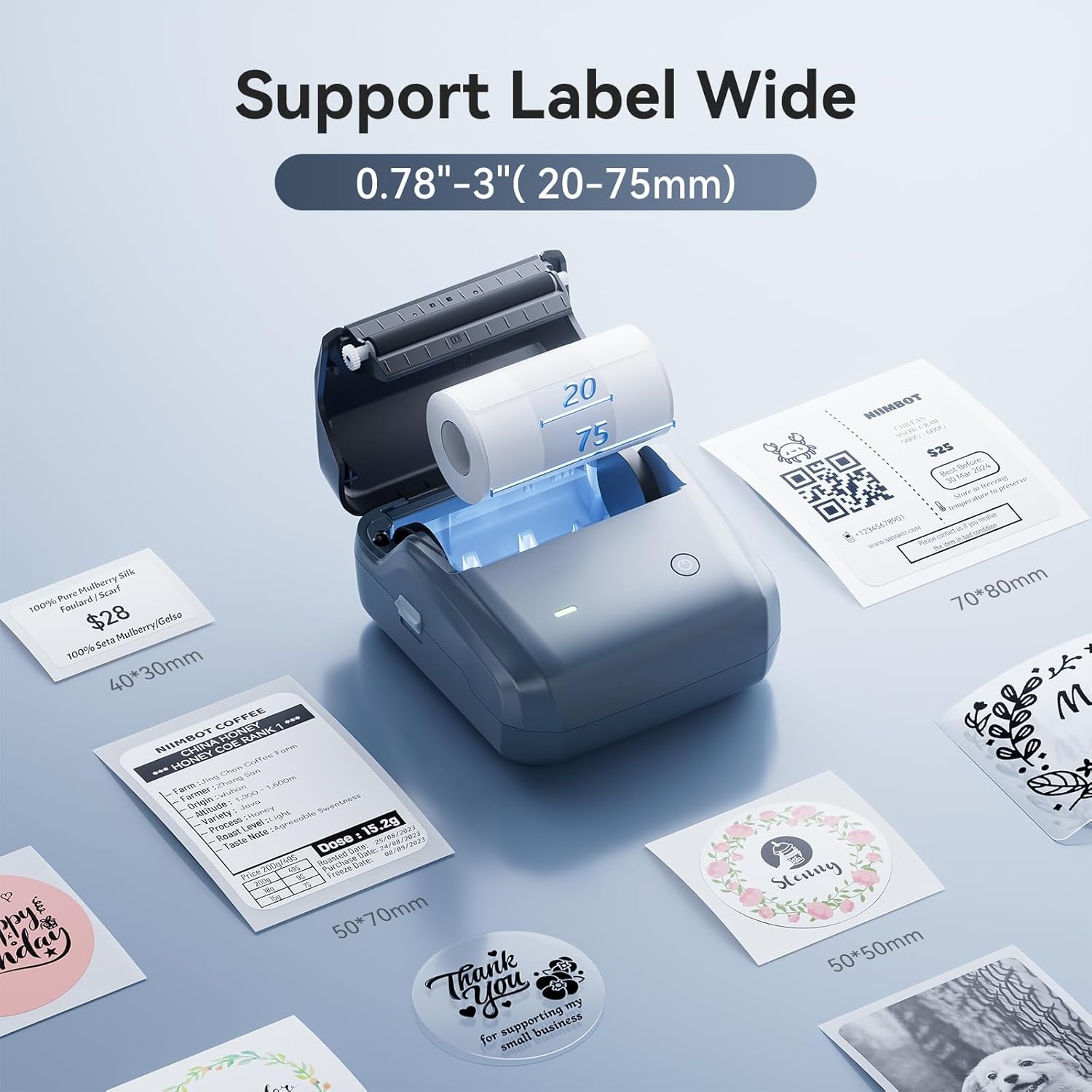 image:imageNIIMBOT B31 Label Maker Portable Label Printer for Small Business Support 0783 Label Width for Barcode Address Logo Tag Labeling Thermal Sticker Maker Compatible with Smartphones amp PCBlue