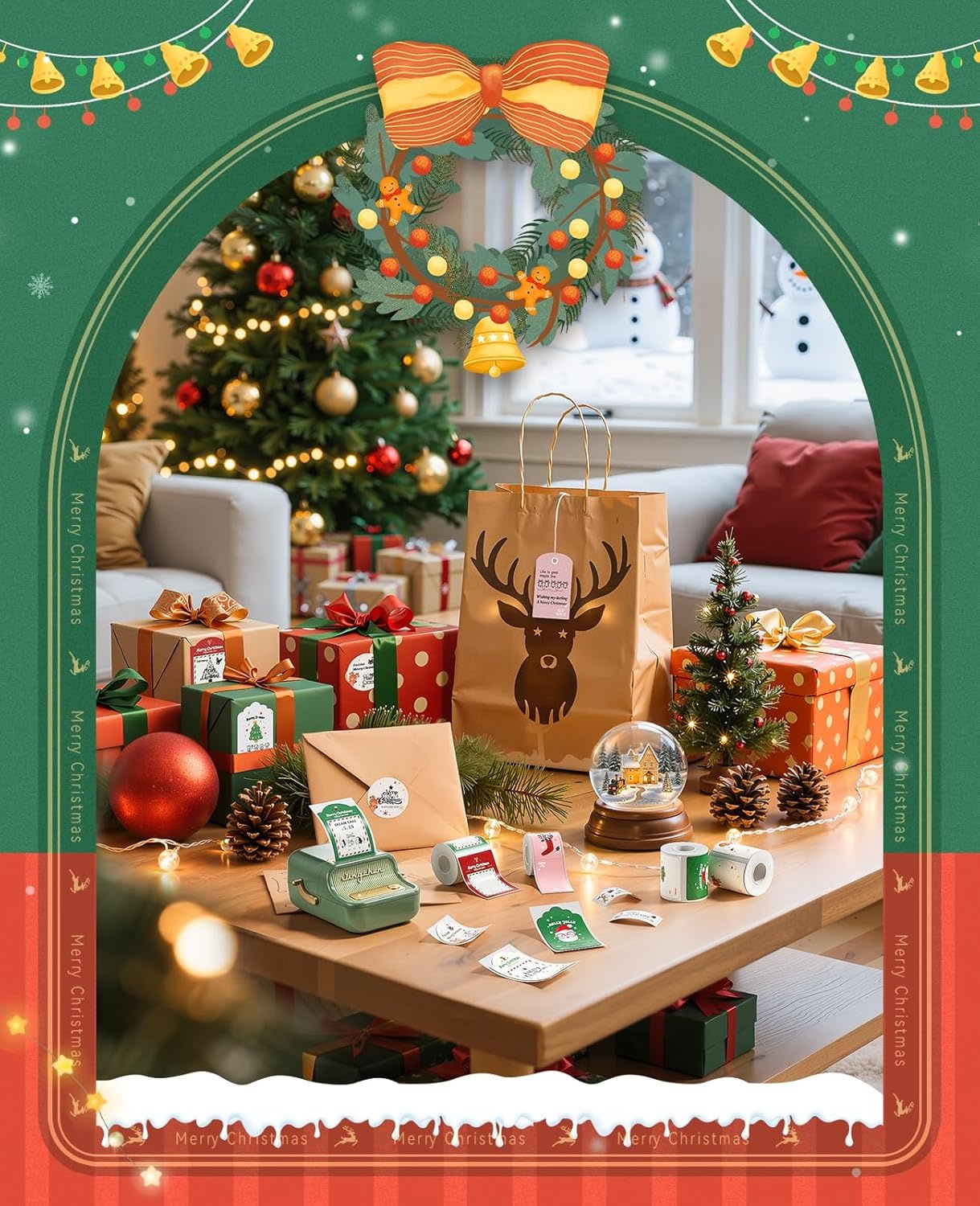 image:imageNIIMBOT Christmas Labels for B1 B21 B21PRO Label Maker 17 x 53 43x135mm Printer Labels Sticker Labels for Christmas Gifts42x68mmsantas Joy