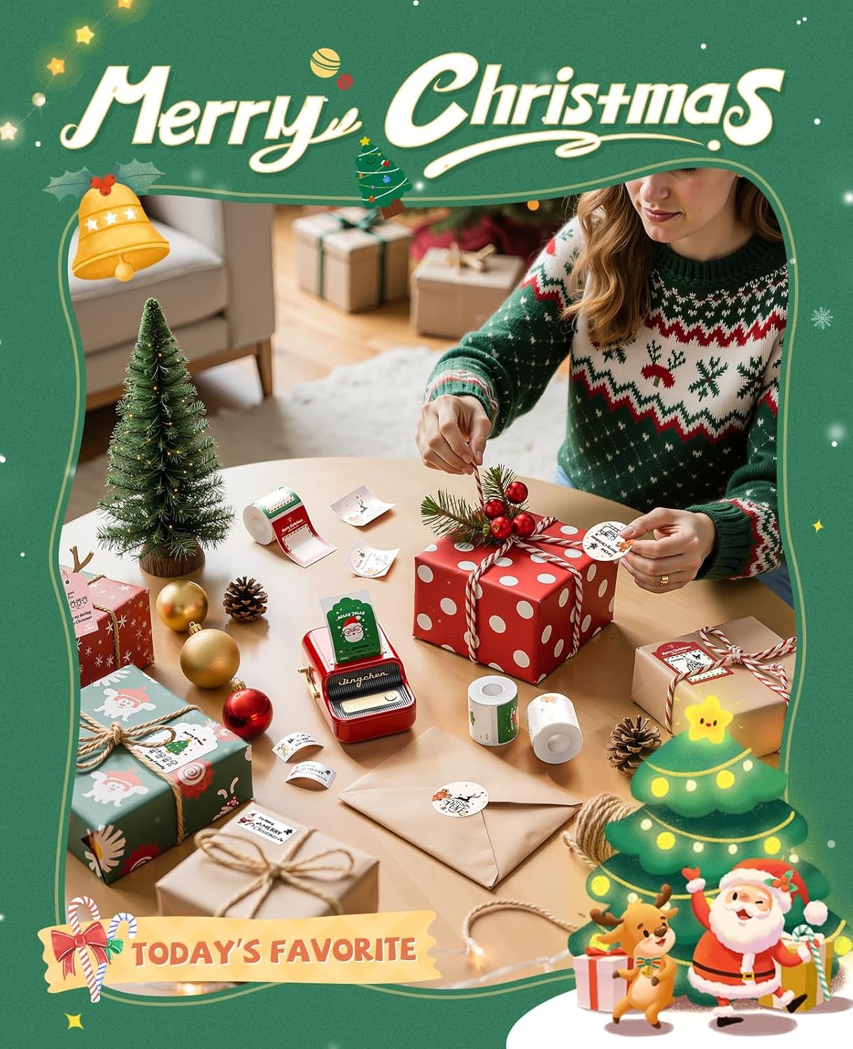 image:imageNIIMBOT Christmas Labels for B1 B21 B21PRO Label Maker 17 x 53 43x135mm Printer Labels Sticker Labels for Christmas Gifts42x68mmsantas Joy