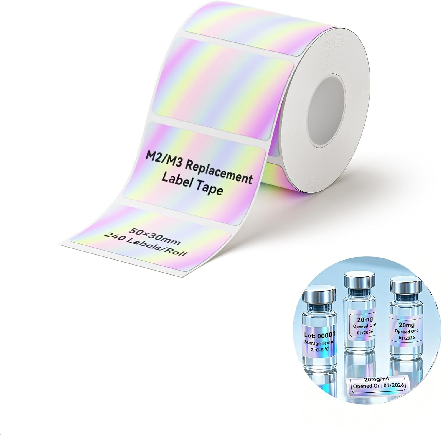 image:imageNIIMBOT M2M3 SelfLaminating Label Sticker 059197 for Small Business Home Essential Oils Perfumes Cosmetics Sample Bottles Waterproof OilProof Wear and Scratch Resistant BlackHologram
