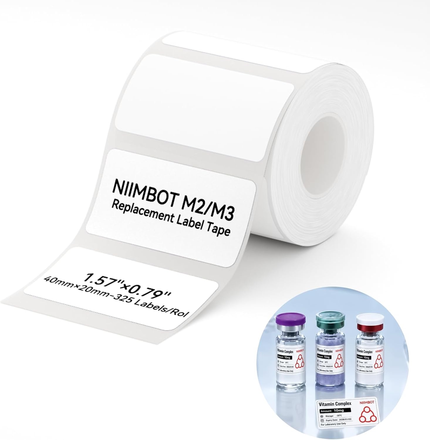 image:imageNIIMBOT M2M3 SelfLaminating Label Sticker 059197 for Small Business Home Essential Oils Perfumes Cosmetics Sample Bottles Waterproof OilProof Wear and Scratch Resistant BlackWhite
