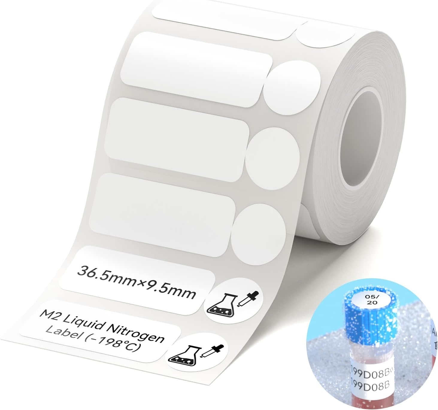 image:imageNIIMBOT M2M3 SelfLaminating Label Sticker 059197 for Small Business Home Essential Oils Perfumes Cosmetics Sample Bottles Waterproof OilProof Wear and Scratch Resistant BlackLiquid Nitrogen