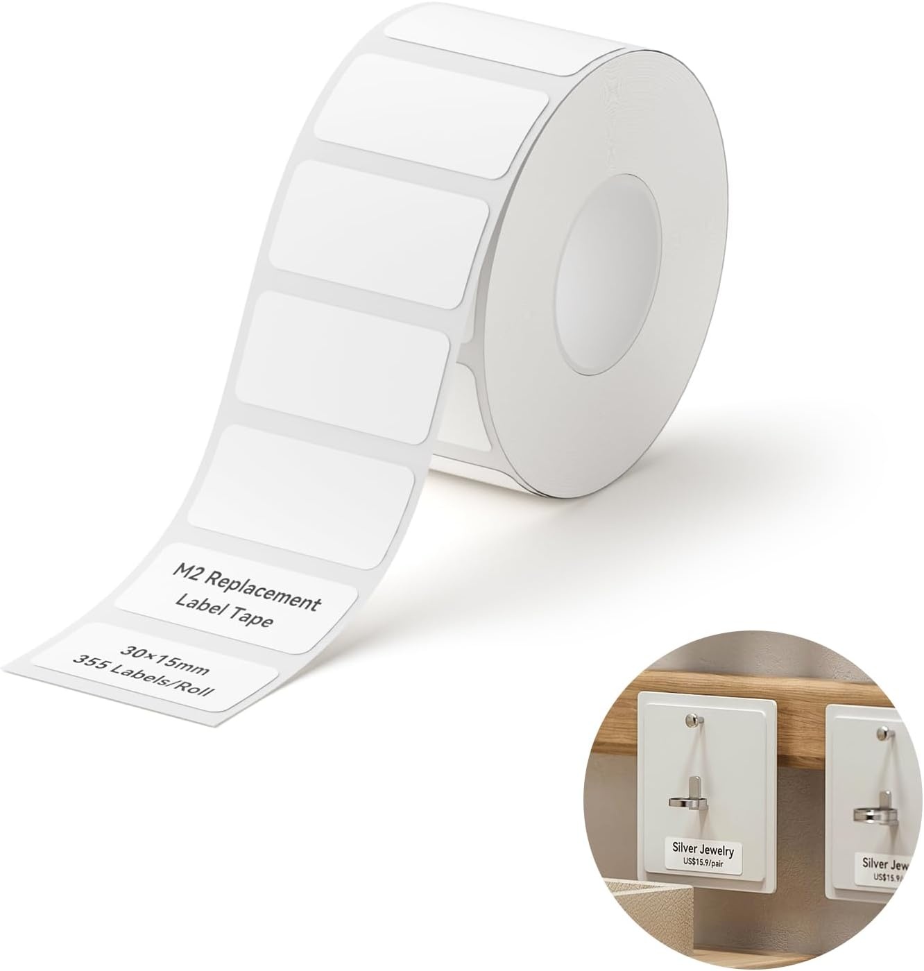 image:imageNIIMBOT M2M3 SelfLaminating Label Sticker 059197 for Small Business Home Essential Oils Perfumes Cosmetics Sample Bottles Waterproof OilProof Wear and Scratch Resistant BlackWhite