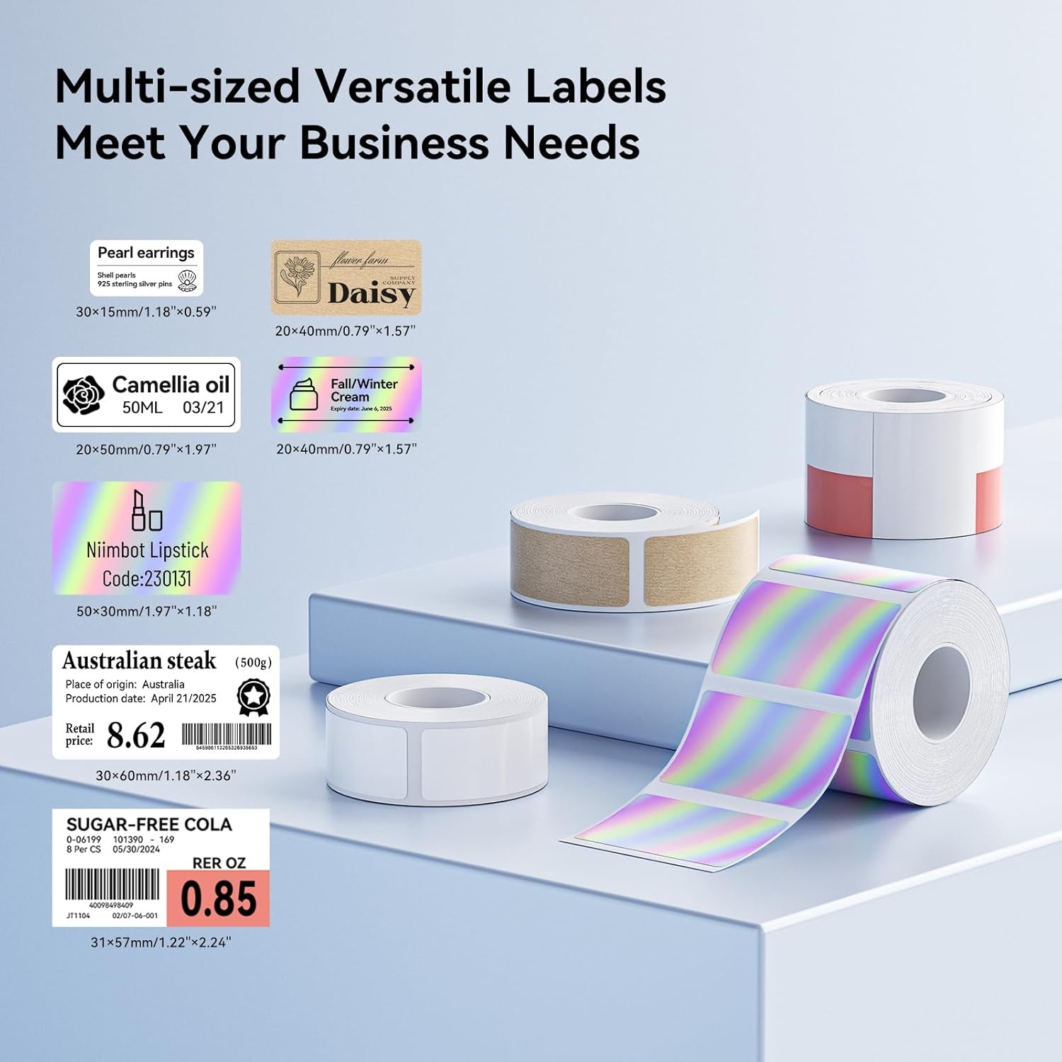 image:imageNIIMBOT M2M3 SelfLaminating Label Sticker 059197 for Small Business Home Essential Oils Perfumes Cosmetics Sample Bottles Waterproof OilProof Wear and Scratch Resistant BlackClear