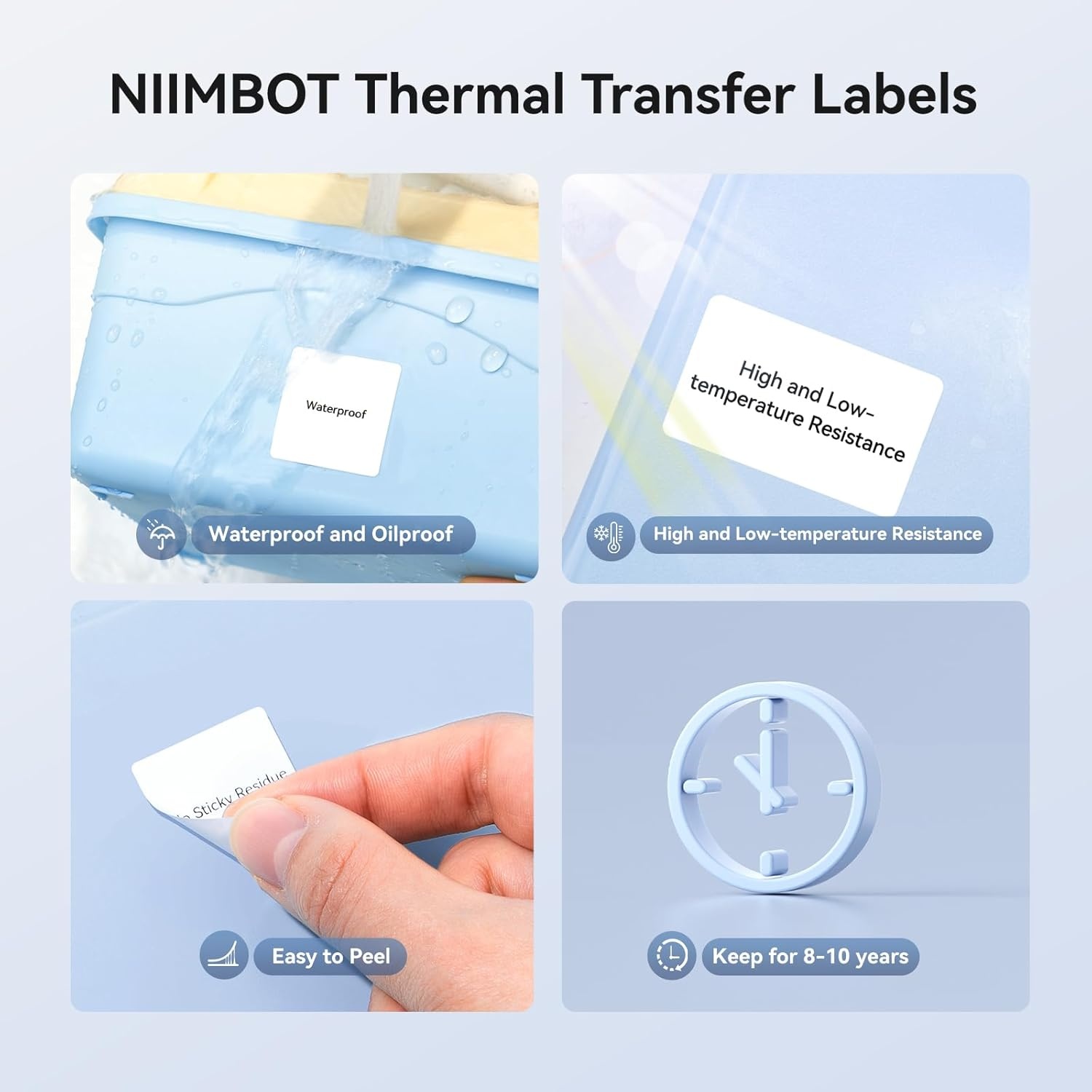 image:imageNIIMBOT M2M3 Thermal Transfer Labels 196 x 275 50x70mm Only for M2M3 Label Maker PET Material Waterproof and HighTemperature Resistance Long Storage Time5030MM white