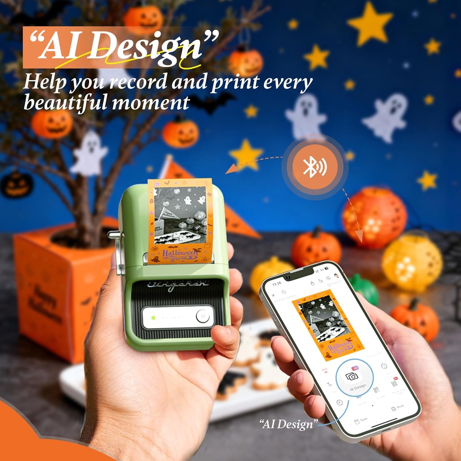 image:imageNIIMBOT Photo Papers Only Compatible with Pro Series Label Makers 2x32 50x80mm Hallowen Labels Sticker Labels for Trick or Treat2x3250x80mmhalloween