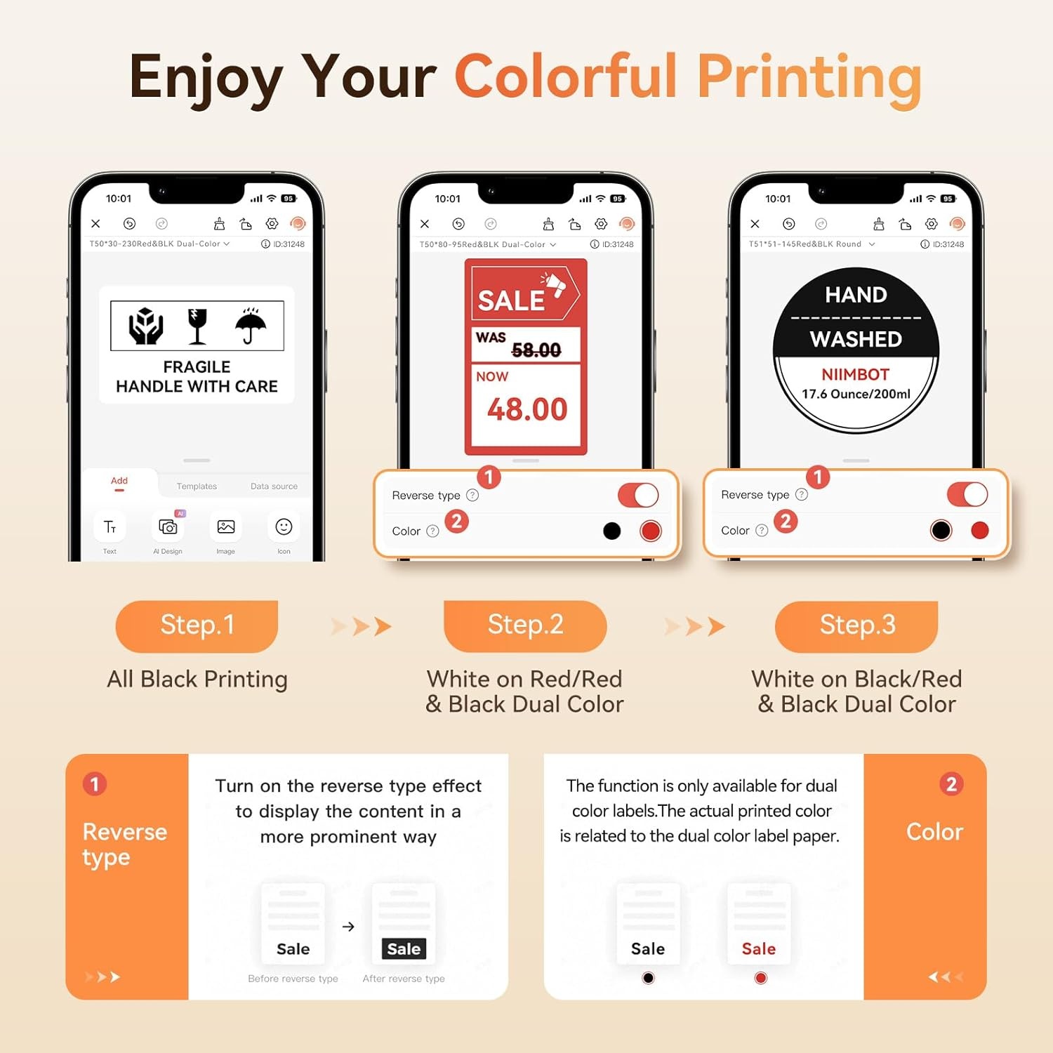 image:imageNIIMBOT Photo Papers Only Compatible with Pro Series Label Makers 2x32 50x80mm Hallowen Labels Sticker Labels for Trick or TreatPro3 Roll Labels