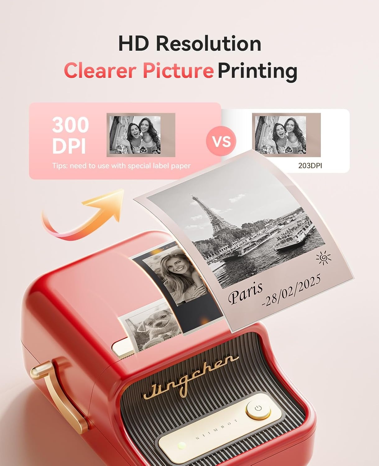 image:imageNIIMBOT Sticker Printer B21 Pro Portabel Sticker Maker Bluetooth Label Maker 300DPI HD Label Printer for Photos Notes Study Graphics Memo Maker50x30mm LabelWhiteRed