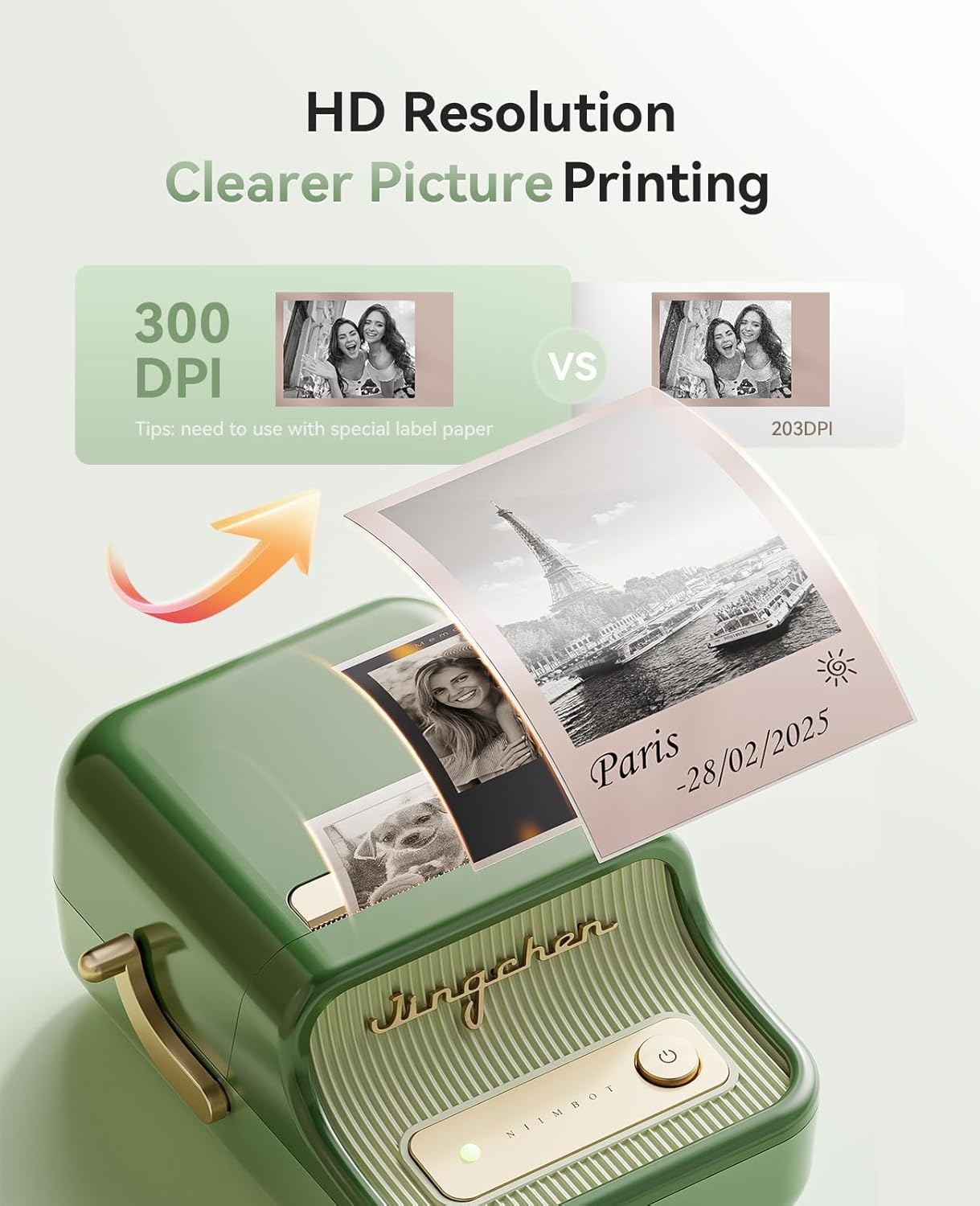 image:imageNIIMBOT Sticker Printer B21 Pro Portabel Sticker Maker Bluetooth Label Maker 300DPI HD Label Printer for Photos Notes Study Graphics Memo Maker50x30mm LabelWhitePine Green