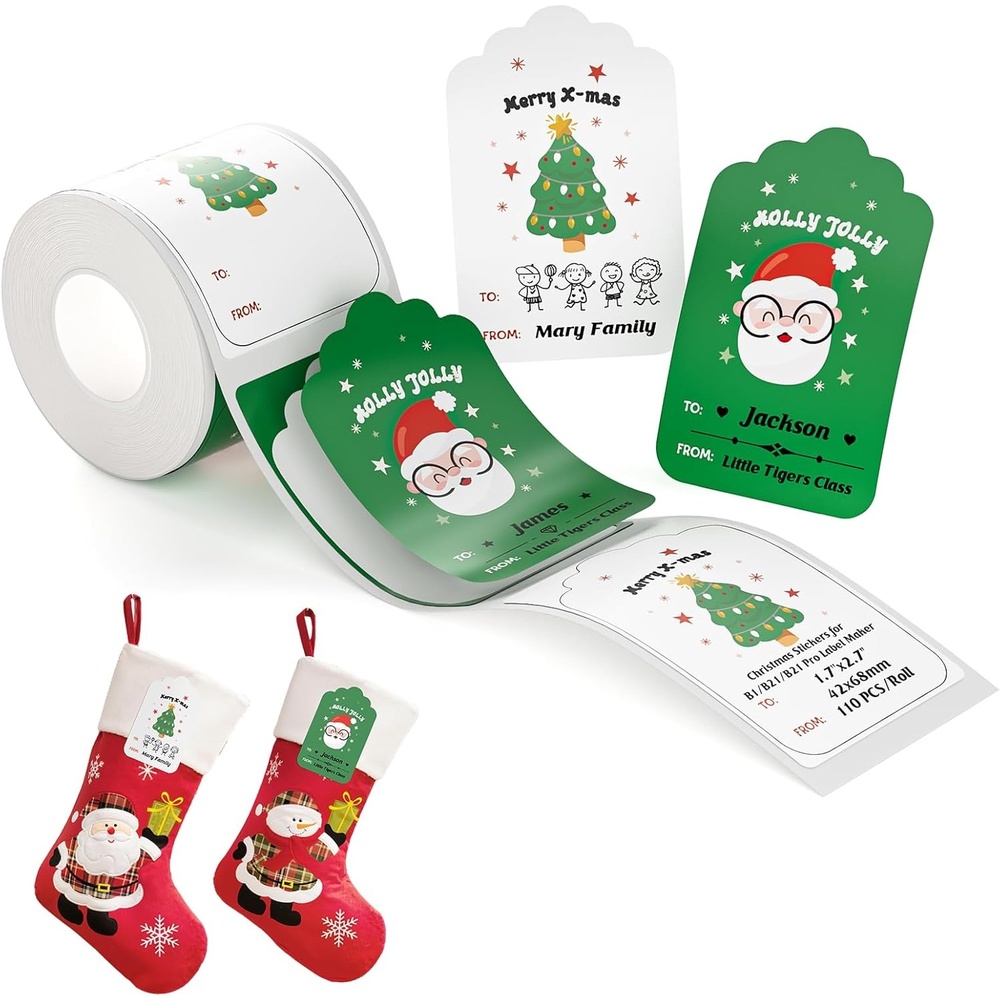 image:imageNIIMBOT Christmas Labels for B1 B21 B21PRO Label Maker 17 x 53 43x135mm Printer Labels Sticker Labels for Christmas Gifts42x68mmsantas Joy