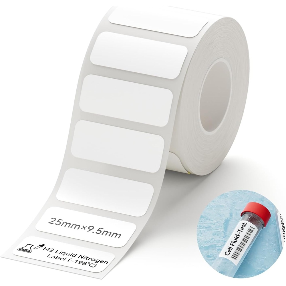 image:imageNIIMBOT M2M3 SelfLaminating Label Sticker 059197 for Small Business Home Essential Oils Perfumes Cosmetics Sample Bottles Waterproof OilProof Wear and Scratch Resistant BlackLiquid Nitrogen
