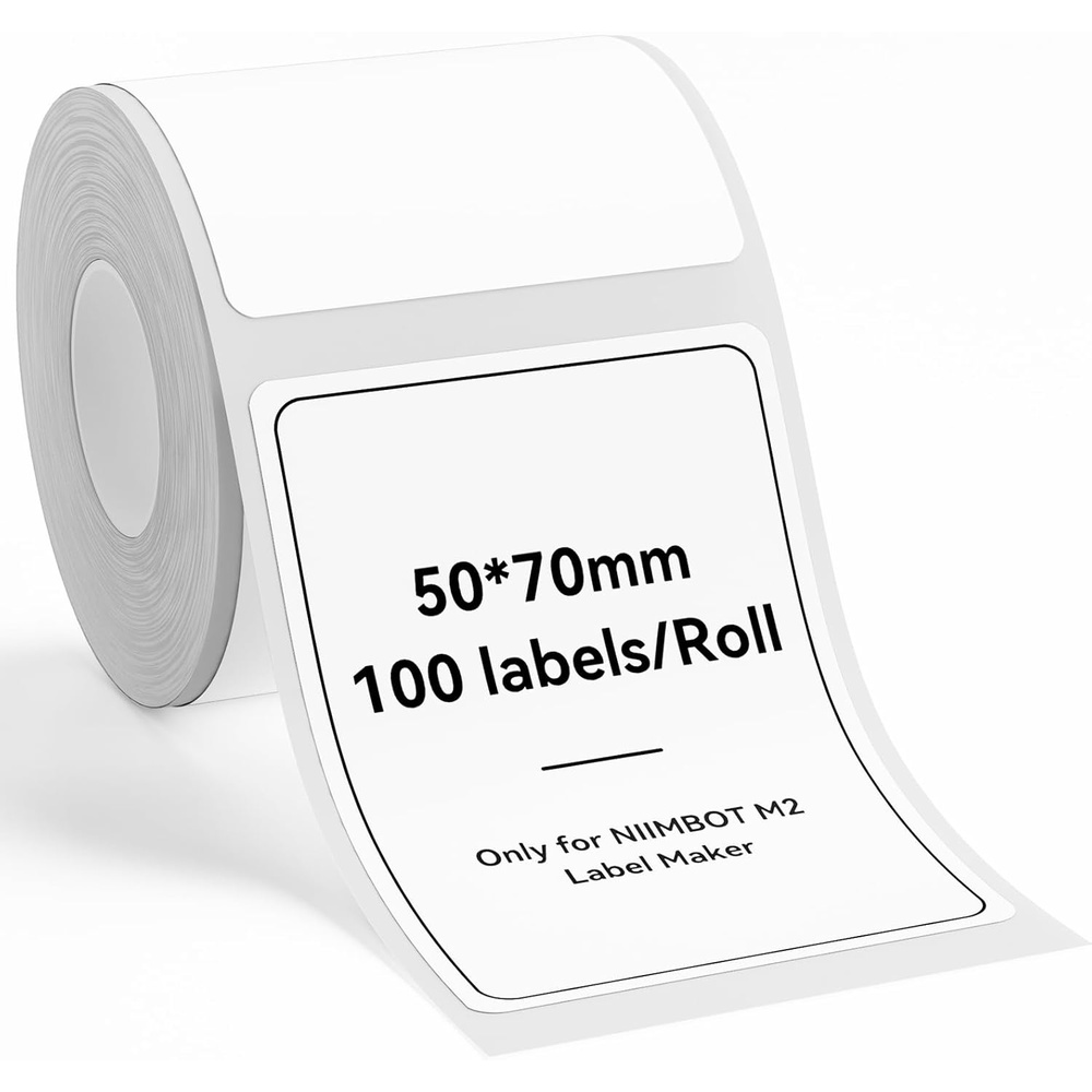 image:imageNIIMBOT M2M3 Thermal Transfer Labels 196 x 275 50x70mm Only for M2M3 Label Maker PET Material Waterproof and HighTemperature Resistance Long Storage Time5070MM white