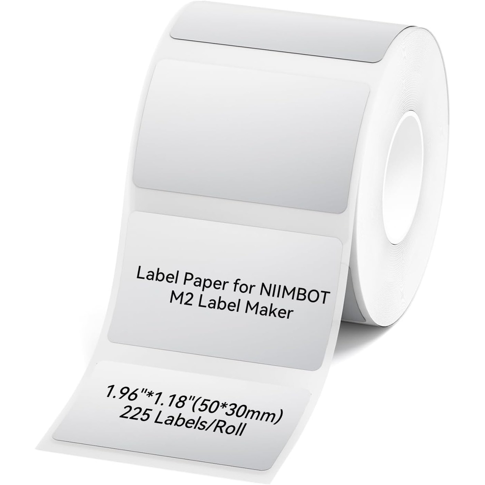 image:imageNIIMBOT M2M3 Thermal Transfer Labels 196 x 275 50x70mm Only for M2M3 Label Maker PET Material Waterproof and HighTemperature Resistance Long Storage Time5030MM silver