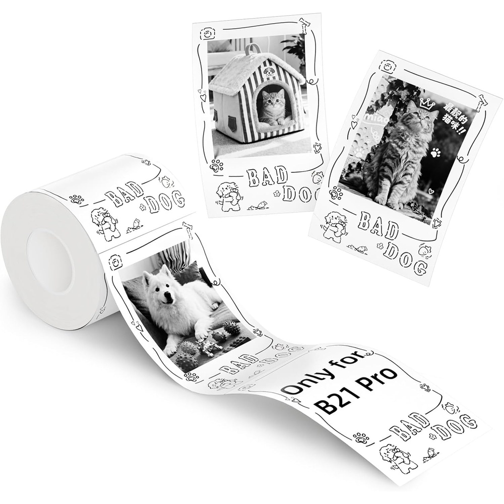 image:imageNIIMBOT Photo Papers Only Compatible with Pro Series Label Makers 2x32 50x80mm Hallowen Labels Sticker Labels for Trick or Treat21x3454x86mmbad Dog