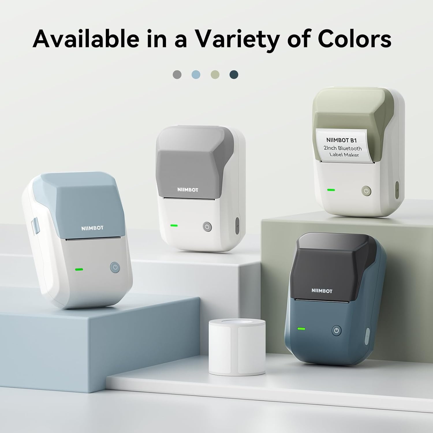 image:imageNIIMBOT B1 Label Maker Machine Thermal Label Printer Easy to Use for Office Home Business Came with 3 Roll White LabelsBlueGreen