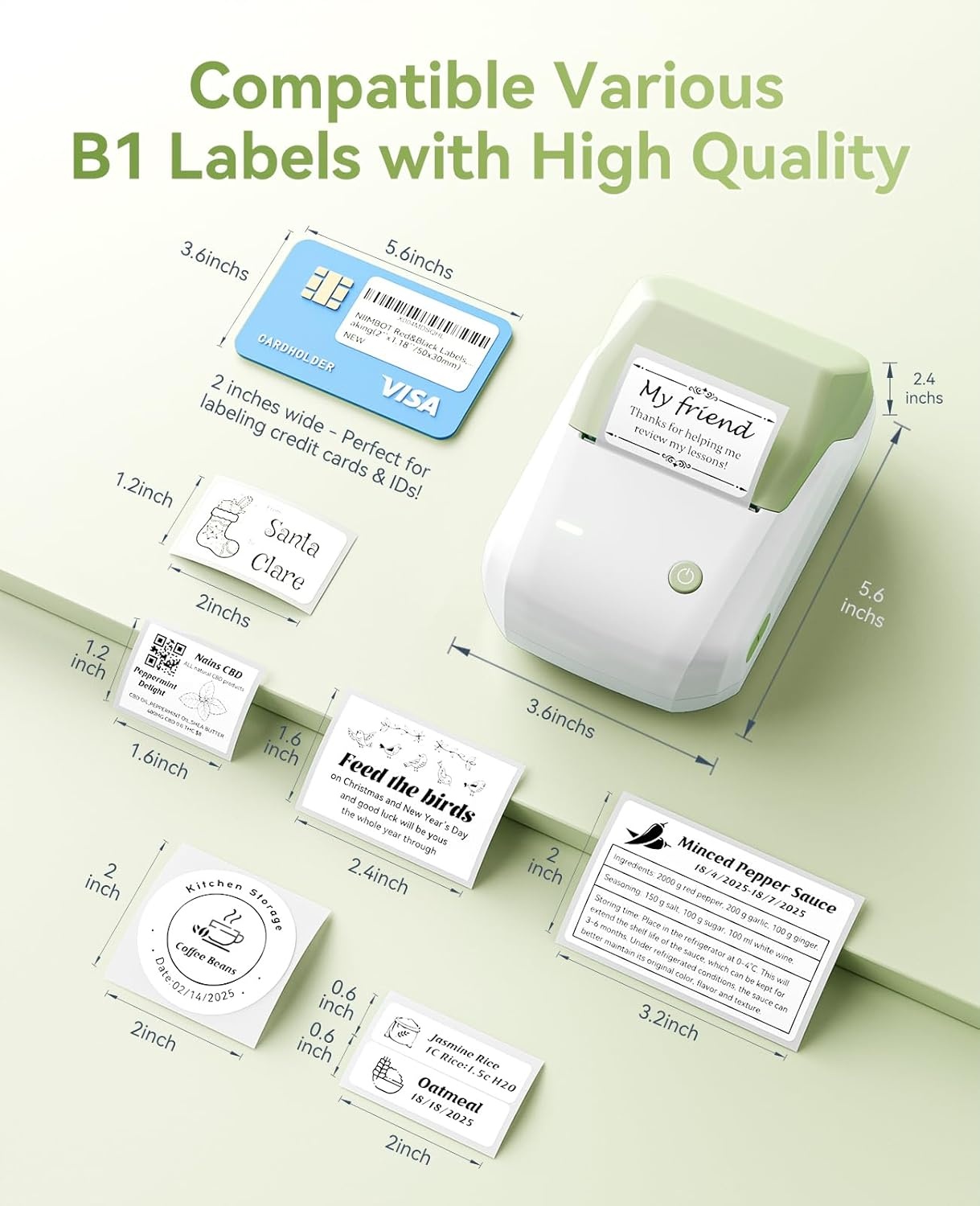 image:imageNIIMBOT B1 Label Maker Machine Thermal Label Printer Easy to Use for Office Home Business Came with 3 Roll White LabelsBlueGreen