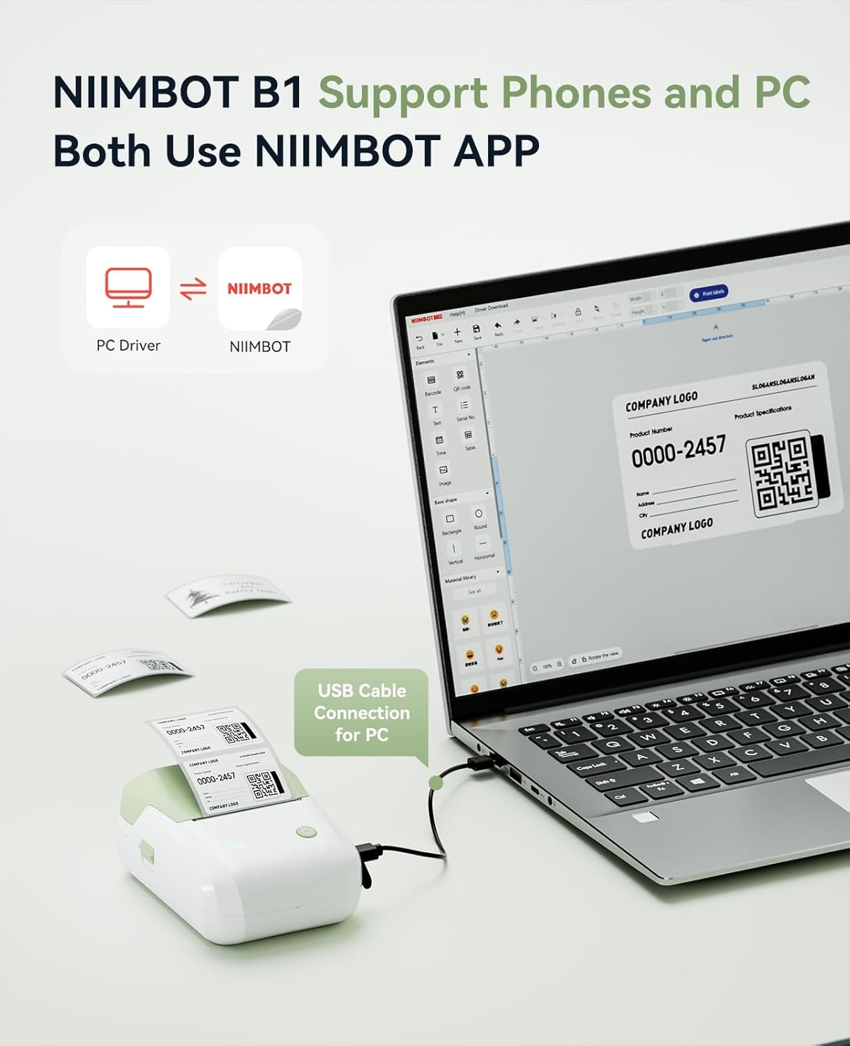 image:imageNIIMBOT B1 Label Maker Machine Thermal Label Printer Easy to Use for Office Home Business Came with 3 Roll White LabelsBlueGreen